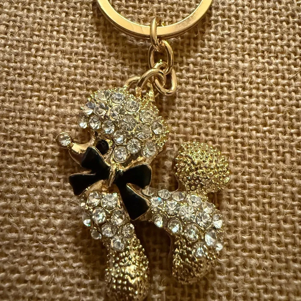 Fashion Jewelry Gold Crystal Dog Keychain